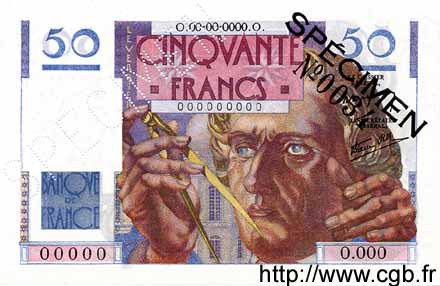 50 Francs LE VERRIER FRANCIA  1946 F.20.01Spn SC+