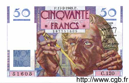 50 Francs LE VERRIER FRANCIA  1949 F.20.11 EBC+