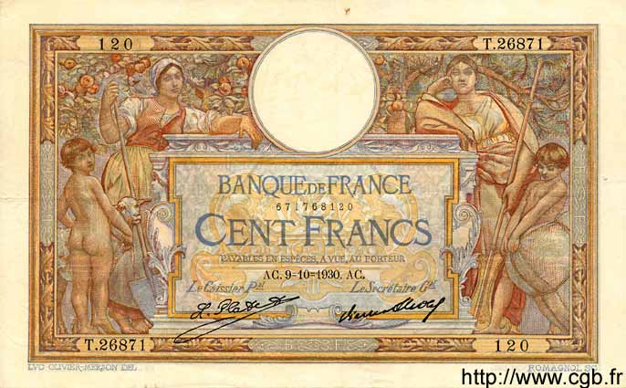 100 Francs LUC OLIVIER MERSON grands cartouches FRANCIA  1930 F.24.09 MBC+