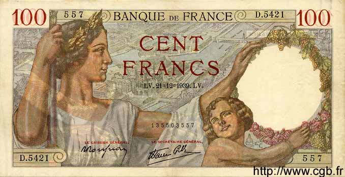 100 Francs SULLY FRANCIA  1939 F.26.18 SC