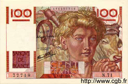 100 Francs JEUNE PAYSAN FRANCE  1946 F.28.06 NEUF