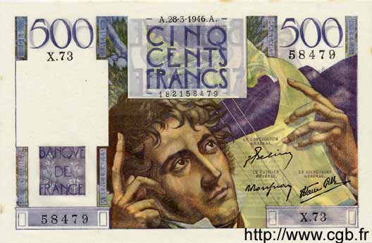 500 Francs CHATEAUBRIAND FRANCIA  1946 F.34.05 q.FDC