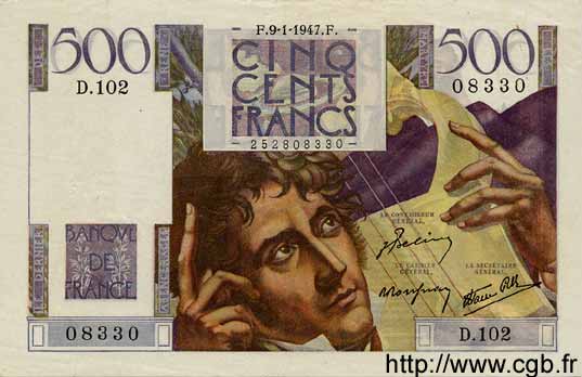500 Francs CHATEAUBRIAND FRANCIA  1947 F.34.07 MBC+