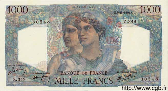 1000 Francs MINERVE ET HERCULE FRANCE  1946 F.41.17 AU