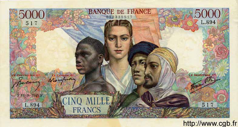 5000 Francs EMPIRE FRANÇAIS FRANCIA  1945 F.47.38 EBC