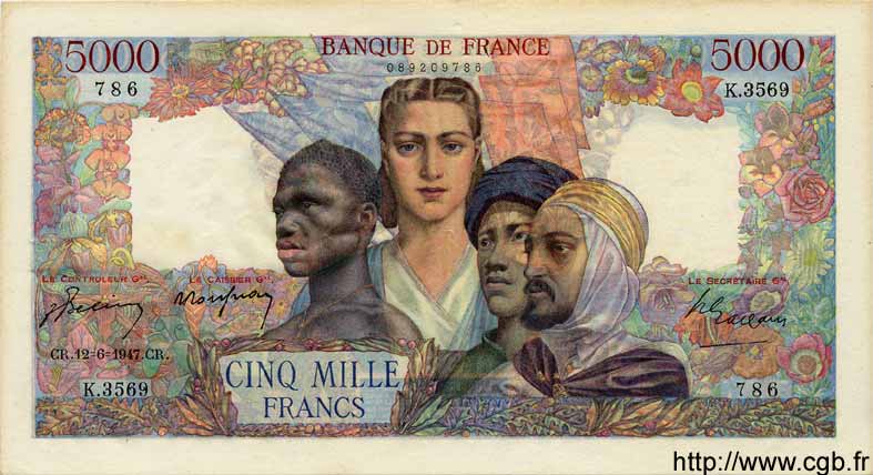 5000 Francs EMPIRE FRANÇAIS FRANCIA  1947 F.47.60 EBC