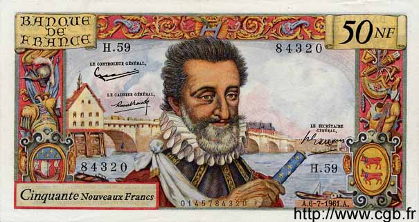 50 Nouveaux Francs HENRI IV FRANKREICH  1961 F.58.06 VZ+