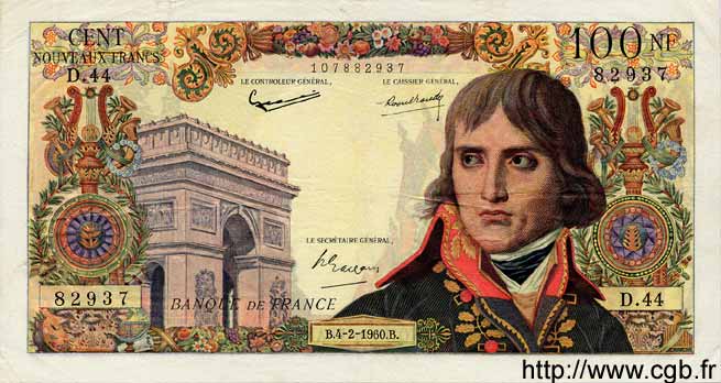 100 Nouveaux Francs BONAPARTE FRANKREICH  1960 F.59.05 fVZ