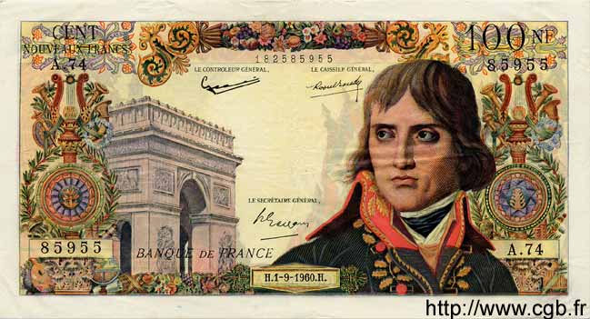 100 Nouveaux Francs BONAPARTE FRANCIA  1960 F.59.07 q.SPL