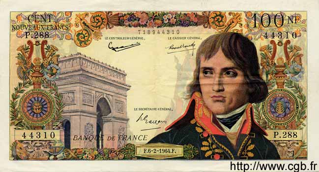 100 Nouveaux Francs BONAPARTE FRANCIA  1964 F.59.25 MBC+