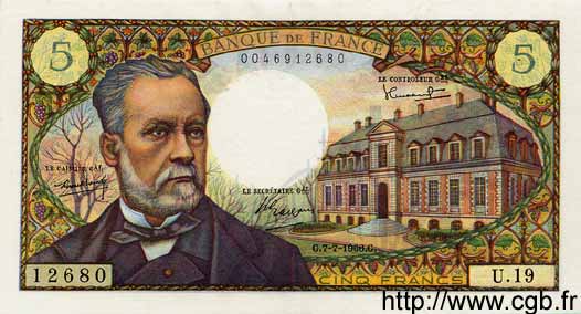 5 Francs PASTEUR FRANCIA  1966 F.61.02 SPL