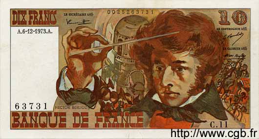 10 Francs BERLIOZ FRANCIA  1973 F.63.02 AU