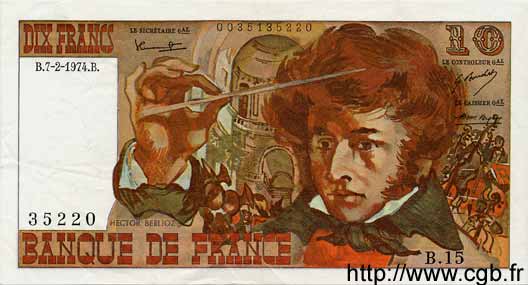 10 Francs BERLIOZ FRANCIA  1974 F.63.03 MBC+ a EBC