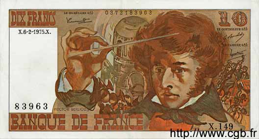 10 Francs BERLIOZ FRANCIA  1975 F.63.08 EBC