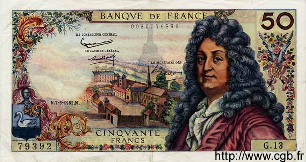 50 Francs RACINE FRANCIA  1962 F.64.01 MBC+ a EBC