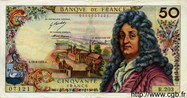 50 Francs RACINE FRANCIA  1972 F.64.21 MBC+ a EBC