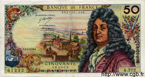 50 Francs RACINE FRANKREICH  1973 F.64.22 fVZ