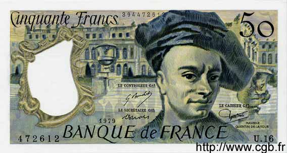 50 Francs QUENTIN DE LA TOUR FRANCIA  1979 F.67.04 q.FDC