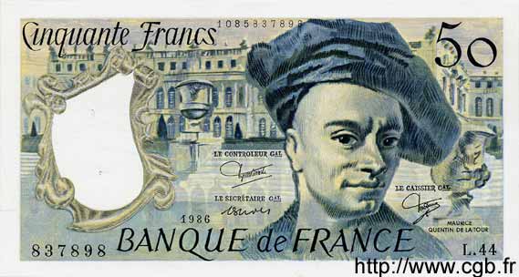 50 Francs QUENTIN DE LA TOUR FRANCE  1986 F.67.12 AU