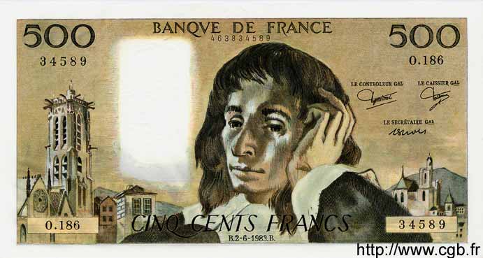500 Francs PASCAL FRANKREICH  1983 F.71.29 ST