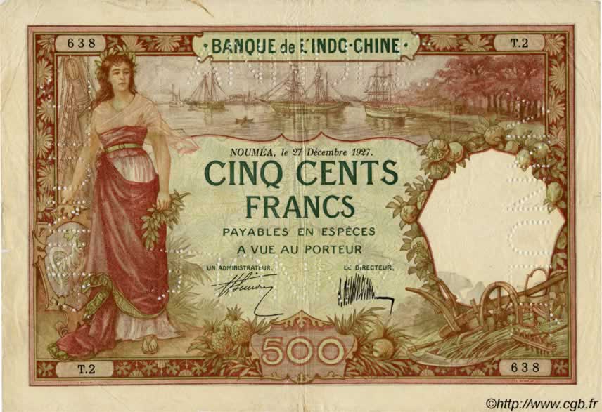 500 Francs NEW CALEDONIA  1927 P.38s F