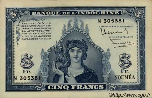 5 Francs NEW CALEDONIA  1944 P.48 UNC-