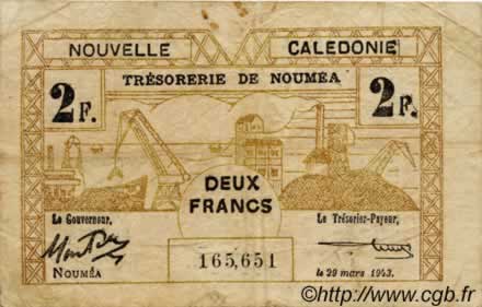 2 Francs NEW CALEDONIA  1943 P.56b F-