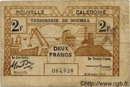 2 Francs NEW CALEDONIA  1943 P.56a VG