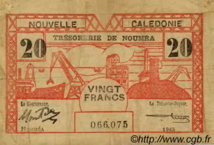 20 Francs NOUVELLE CALÉDONIE  1943 P.57b F