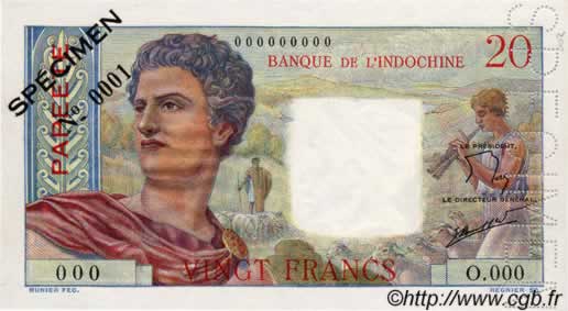 20 Francs TAHITI  1960 P.21cs ST