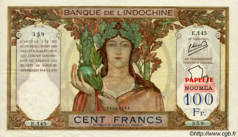 100 Francs TAHITI  1963 P. - fVZ