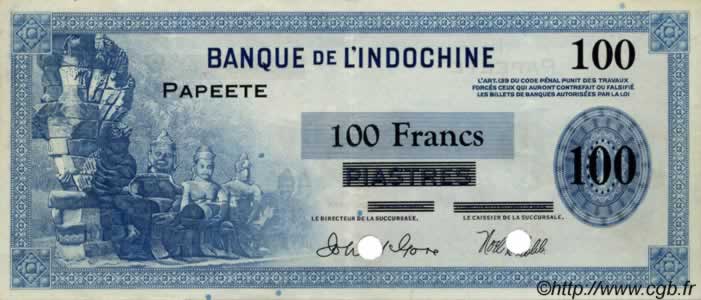 100 Francs TAHITI  1954 P. -s EBC