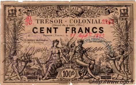 100 Francs TAHITI  1893 P. - MB