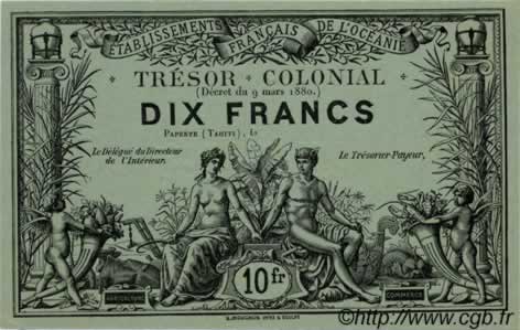 10 Francs TAHITI  1880 P. -s FDC
