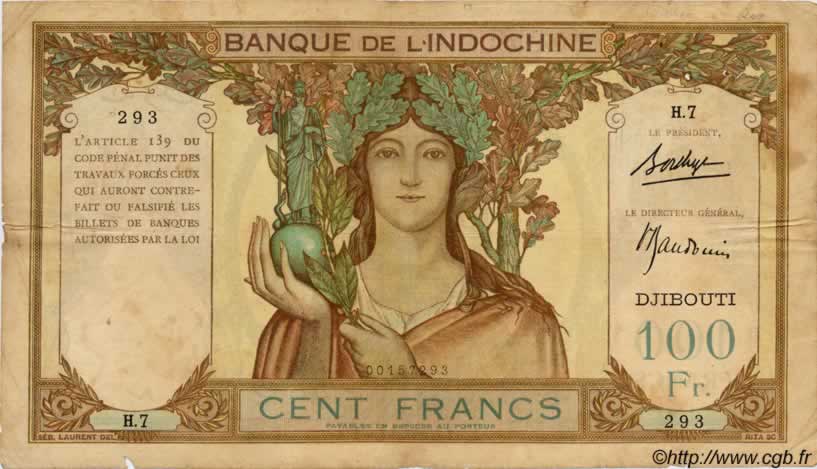 100 Francs DJIBUTI  1931 P.08 q.MB