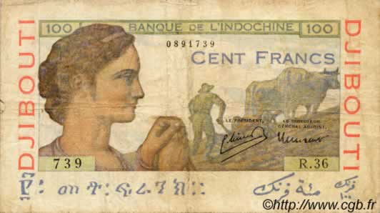 100 Francs DJIBUTI  1947 P.19A MB