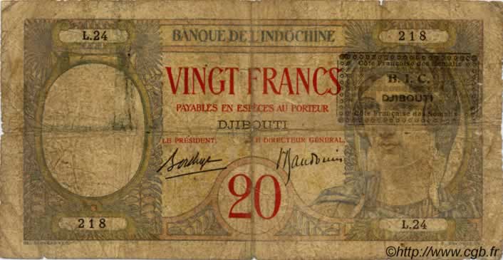 20 Francs DSCHIBUTI   1943 P.12A SGE
