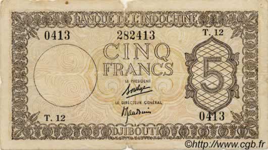 5 Francs Palestine DSCHIBUTI   1945 P.14 SGE