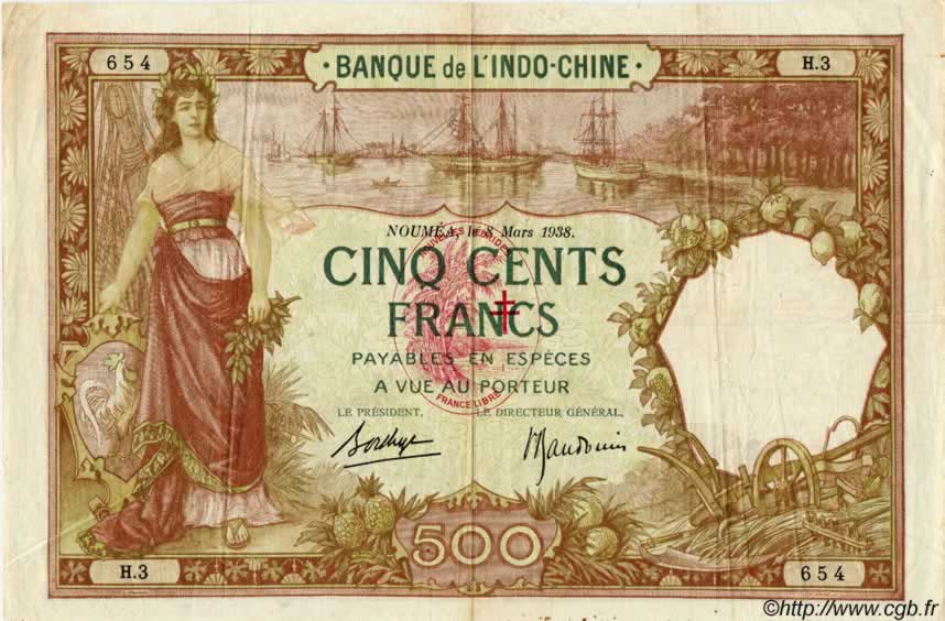 500 Francs NUOVE EBRIDI  1941 P.12A q.BB