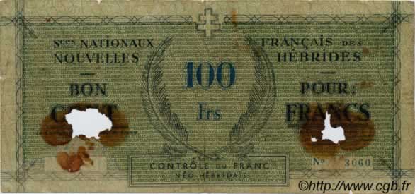 100 Francs NUOVE EBRIDI  1943 P.03 q.B