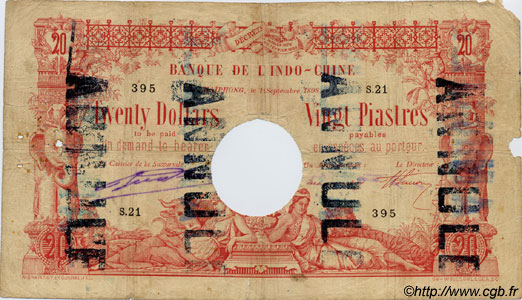 20 Dollars - 20 Piastres INDOCINA FRANCESE Haïphong 1898 P.009 B