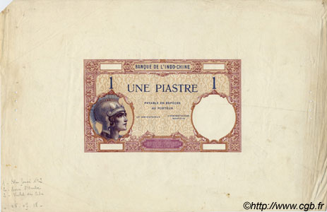 1 Piastre INDOCINA FRANCESE  1918 P.048 (var) SPL