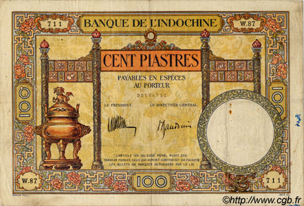 100 Piastres FRANZÖSISCHE-INDOCHINA  1932 P.051c S