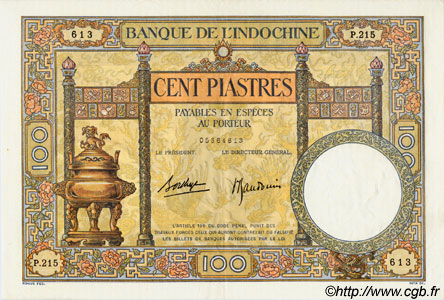 100 Piastres INDOCHINA  1936 P.051d EBC+
