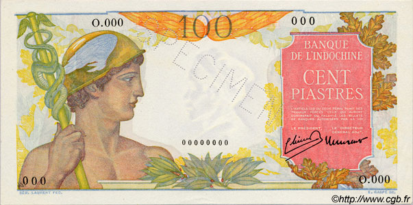 100 Piastres FRANZÖSISCHE-INDOCHINA  1947 P.082as fST+