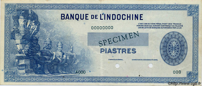 100 Piastres FRENCH INDOCHINA  1945 P.078 vars XF-