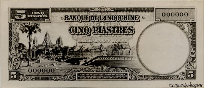 5 Piastres Photo FRENCH INDOCHINA  1940 P.080 (ref) UNC