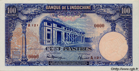100 Piastres FRANZÖSISCHE-INDOCHINA  1945 P.079as ST