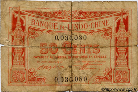 50 Cents INDOCINA FRANCESE  1920 P.046 B