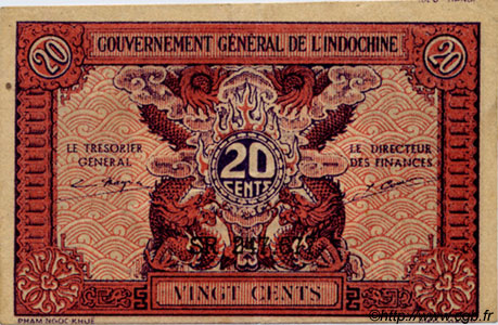 20 Cents INDOCHINA  1943 P.090 MBC+